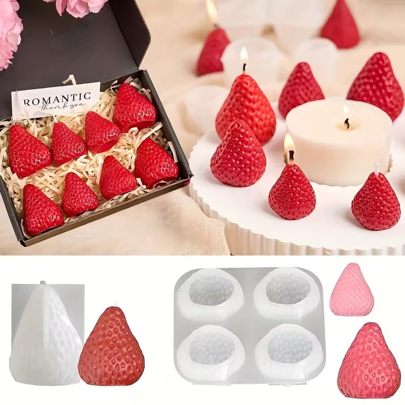 Soap Making Ins - イチゴシリコンキャンドルモールド DIY アロマセラピー石鹸樹脂工芸品バレンタインデー結婚式誕生日ギフト作成用
