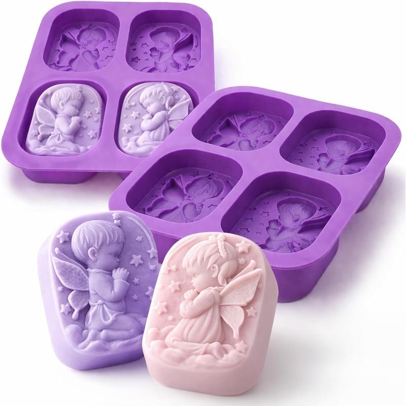 Soap Making Instructions - 天使のシリコンモールド、石鹸作り用品、祈る妖精の赤ちゃんデザイン、手作りキャンドル、ローション、バスボム、樹脂、アイスキューブ、ケーキ用