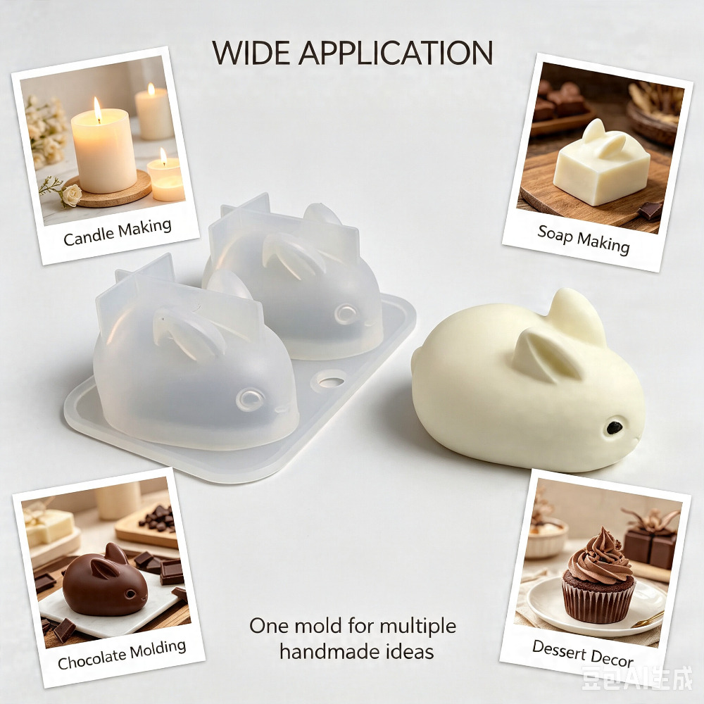 3D ミニウサギシリコンモールド食品グレード 2 キャビティ - Soap Making Instructions のレビューと価格