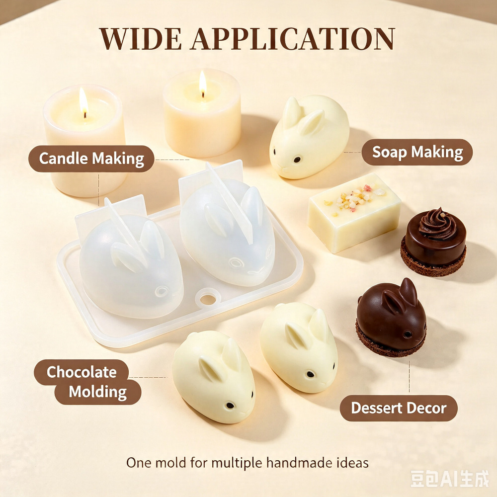 3D ミニウサギシリコンモールド食品グレード 2 キャビティ - Soap Making Instructions のレビューと価格