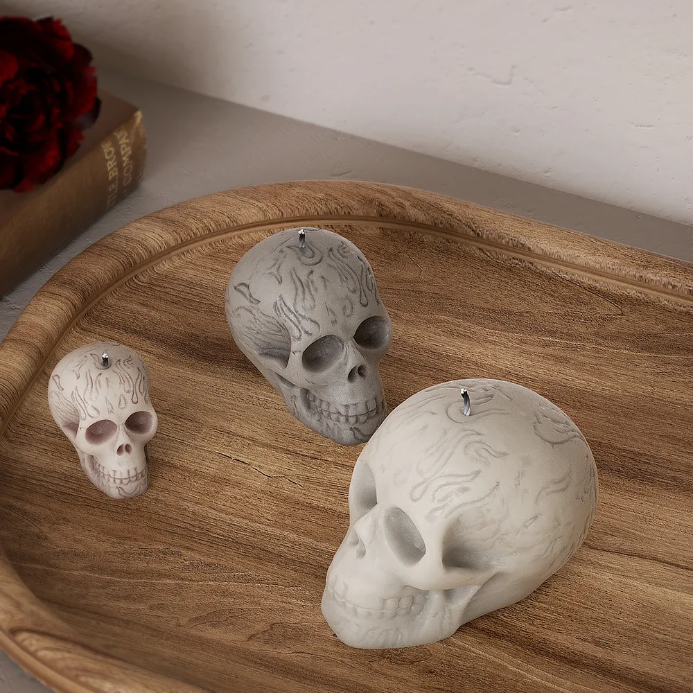 マルチサイズ スカルヘッド シリコンモールド 3D炎模様 ス - Soap Making Ins のレビューと価格