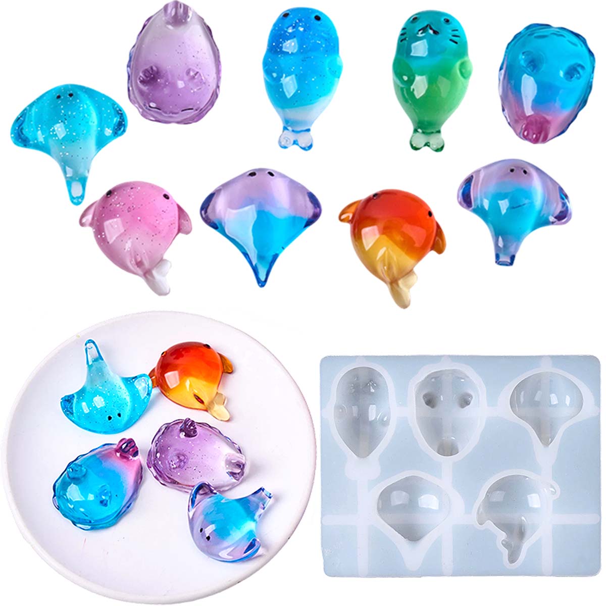 3Dヒーリング可愛いマンタ鯨シリコンモールドDIYキーホルダ - Soap Making Ins のレビューと価格