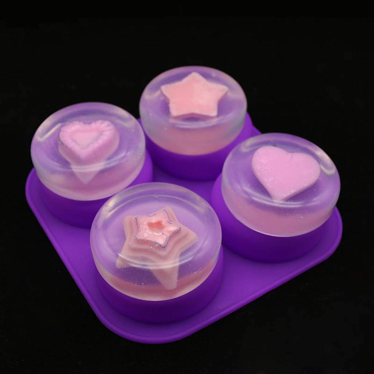 1-2個入り 4つの空洞を持つ再利用可能な丸型シリコン石鹸型 - Soap Making Instructions のレビューと価格