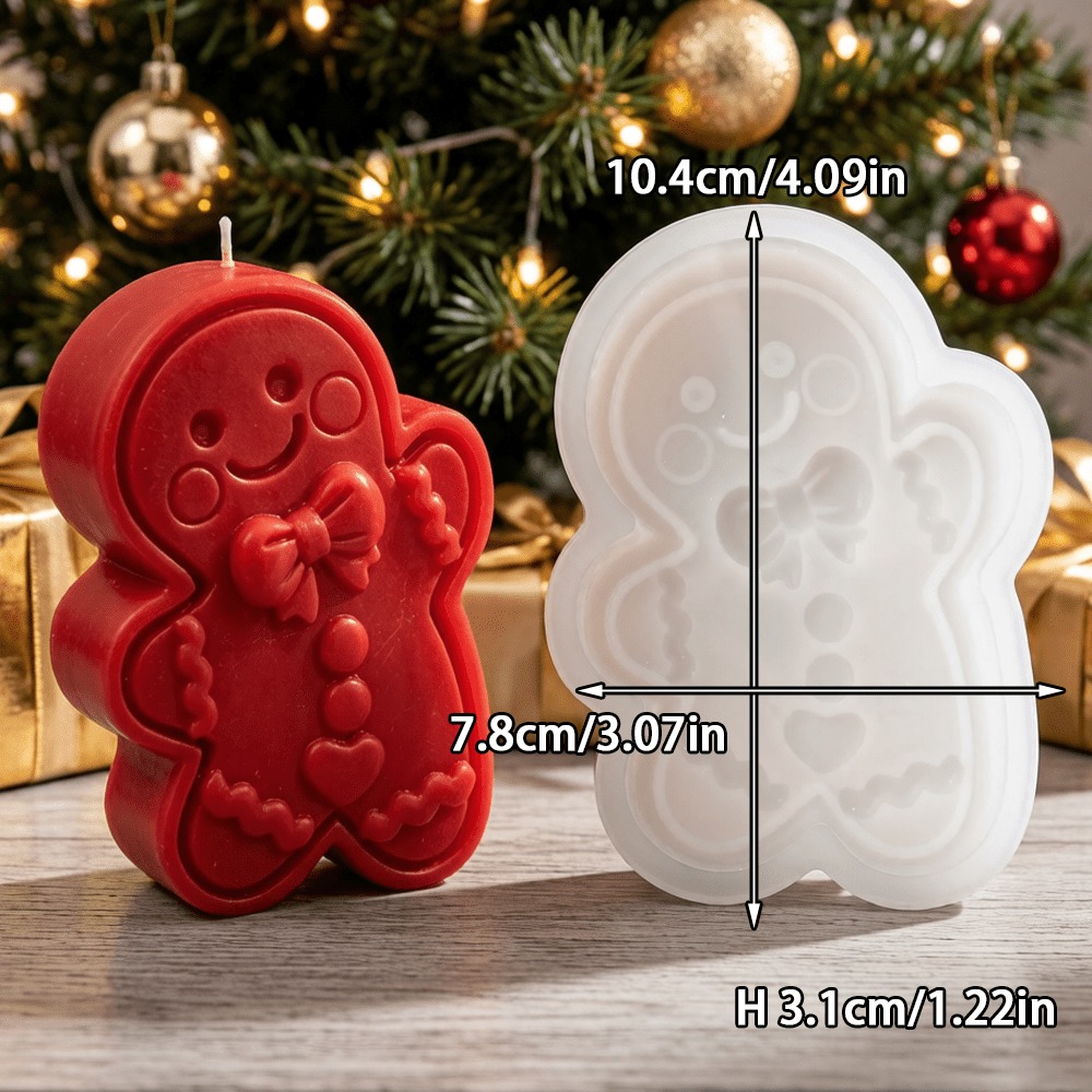 蝶ネクタイをした踊るジンジャーブレッドマンのシリコンモールド - Soap Making Gifts のレビューと価格